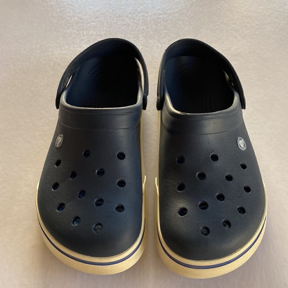 CROCS Men’s Navy Slip On Sandals Size 12 - Picture 2 of 7